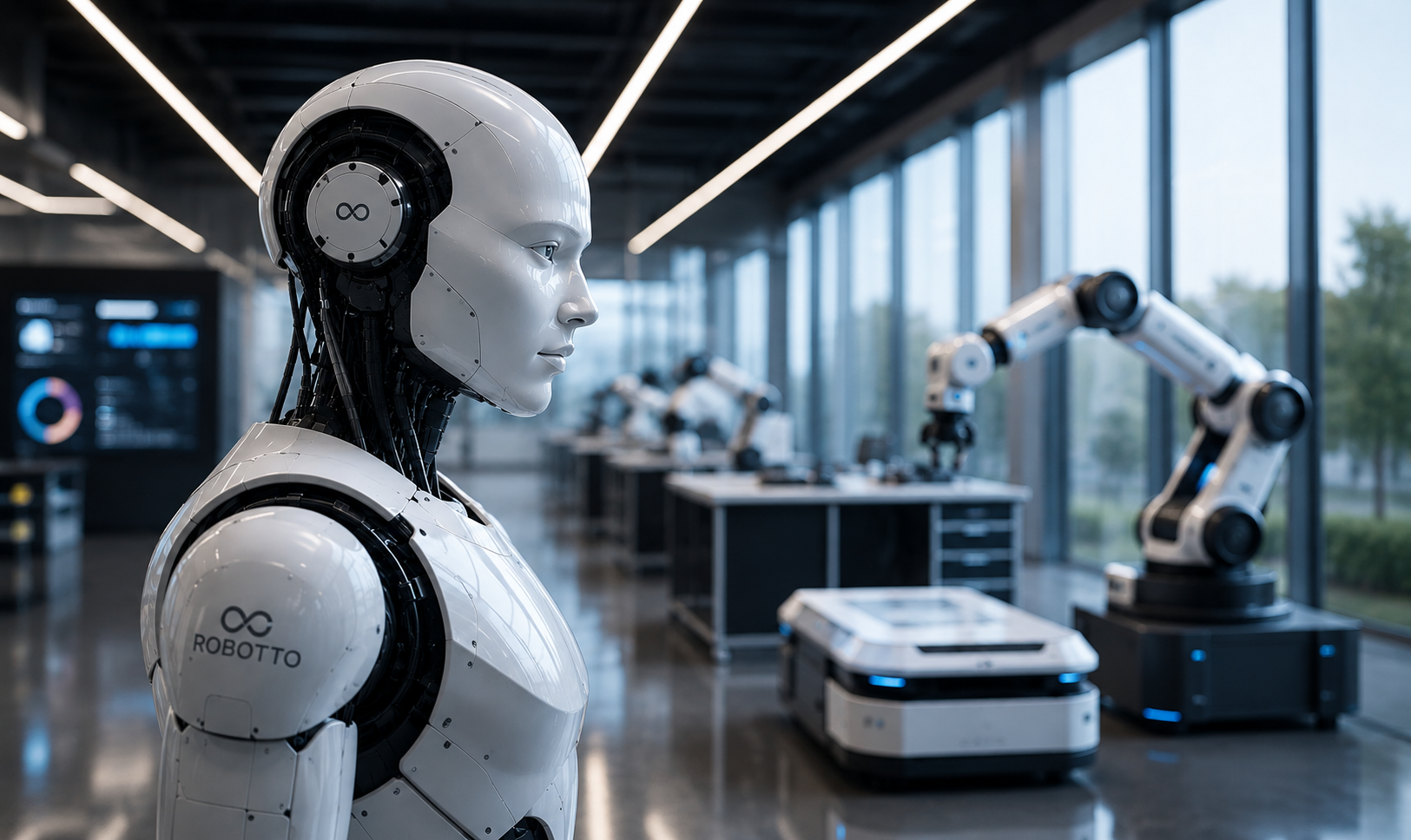 Interaktiver Roboter in einem modernen Büro