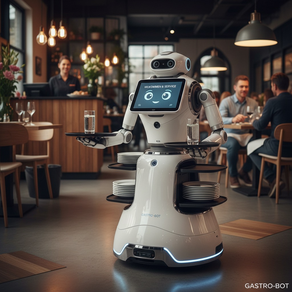 Serviceroboter im Gastraum eines Restaurants